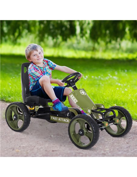 HOMCOM Kids Children Pedal Go Kart Ride On Racer Braking System Adjsuatble Seat Green - pic 4548 | FastDaddyshop