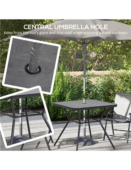 Outsunny Square Outdoor Table, Patio Bistro Coffee Table with Faux-marbled Top and 42mm Umbrella Hole for Garden 84G-266V00BK - pic 45485 | FastDaddyshop