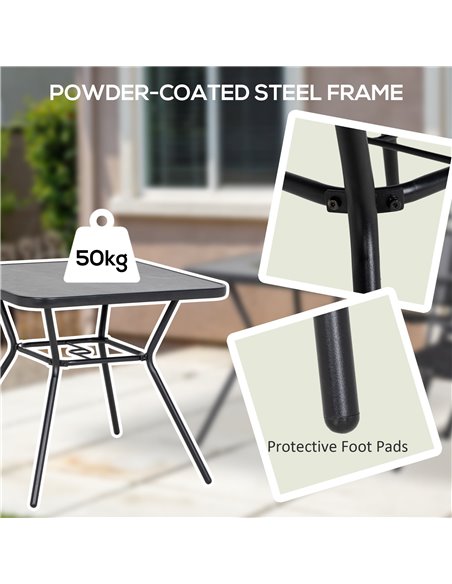 Outsunny Square Outdoor Table, Patio Bistro Coffee Table with Faux-marbled Top and 42mm Umbrella Hole for Garden 84G-266V00BK - pic 45486 | FastDaddyshop