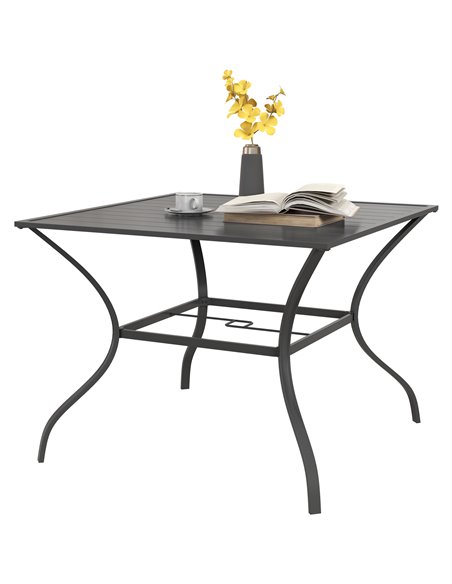 Outsunny 94 x 94 cm Garden Table with Parasol Hole, Dark Grey 84G-007V00CG - pic 45490 | FastDaddyshop