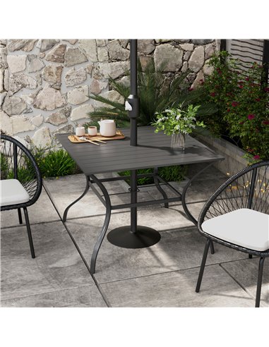 Outsunny 94 x 94 cm Garden Table with Parasol Hole, Dark Grey 84G-007V00CG