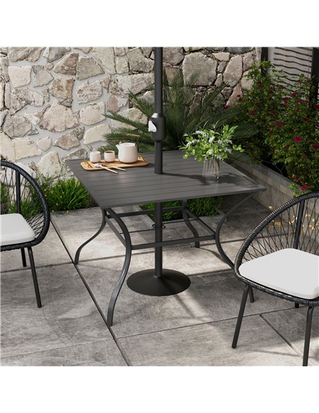 Outsunny 94 x 94 cm Garden Table with Parasol Hole, Dark Grey 84G-007V00CG - pic 45491 | FastDaddyshop
