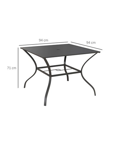 Outsunny 94 x 94 cm Garden Table with Parasol Hole, Dark Grey 84G-007V00CG