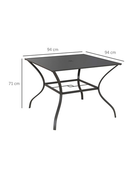 Outsunny 94 x 94 cm Garden Table with Parasol Hole, Dark Grey 84G-007V00CG - pic 45492 | FastDaddyshop
