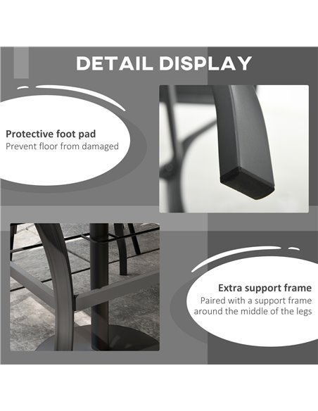 Outsunny 94 * 94 cm Garden Table with Parasol Hole, Outdoor Dining Garden Table for Four with Slatted Metal Plate Top, Dark Grey - pic 45495 | FastDaddyshop