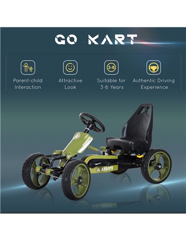 HOMCOM Kids Children Pedal Go Kart Ride On Racer Braking System Adjsuatble Seat Green