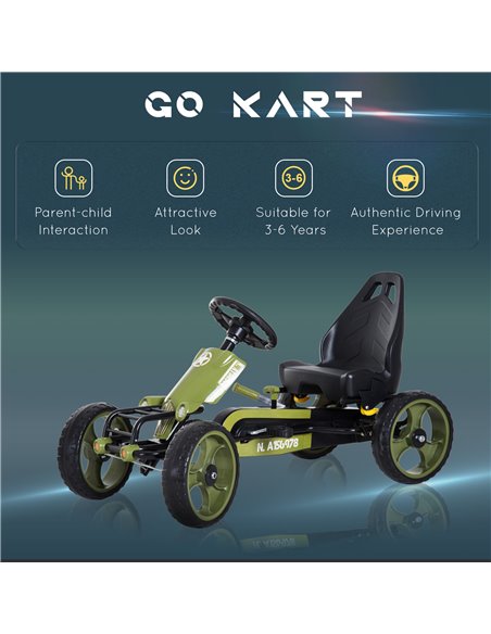 HOMCOM Kids Children Pedal Go Kart Ride On Racer Braking System Adjsuatble Seat Green - pic 4550 | FastDaddyshop