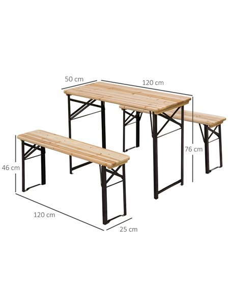 Outsunny Picnic Wooden Table and Bench Set, Natural Wood 840-022 - pic 45502 | FastDaddyshop