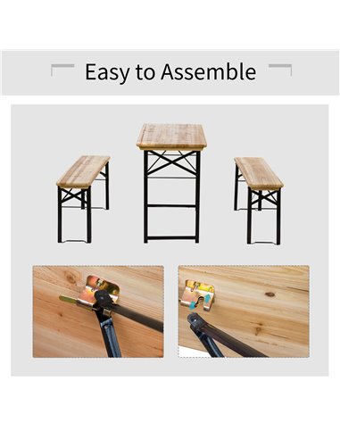 Outsunny Picnic Wooden Table and Bench Set 840-022