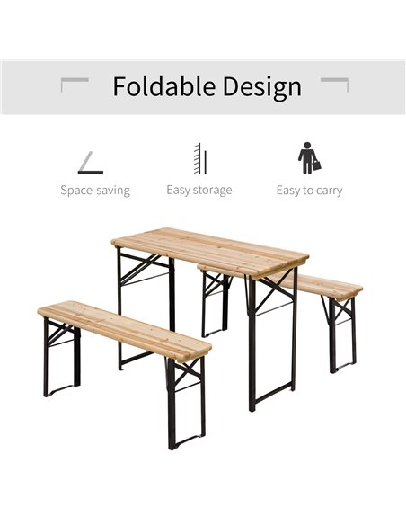 Outsunny Picnic Wooden Table and Bench Set 840-022 - pic 45505 | FastDaddyshop