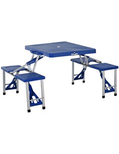 Outsunny Portable Picnic Table W/ Bench Set-Blue 01-0009