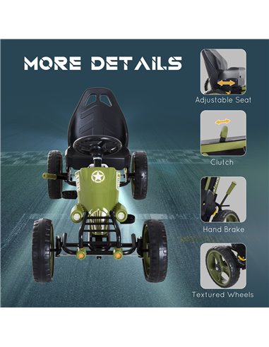 HOMCOM Kids Children Pedal Go Kart Ride On Racer Braking System Adjsuatble Seat Green