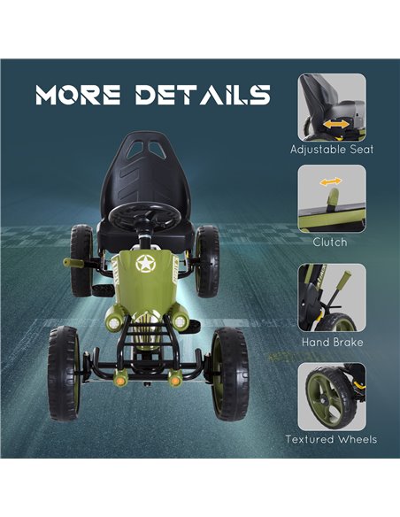 HOMCOM Kids Children Pedal Go Kart Ride On Racer Braking System Adjsuatble Seat Green - pic 4551 | FastDaddyshop