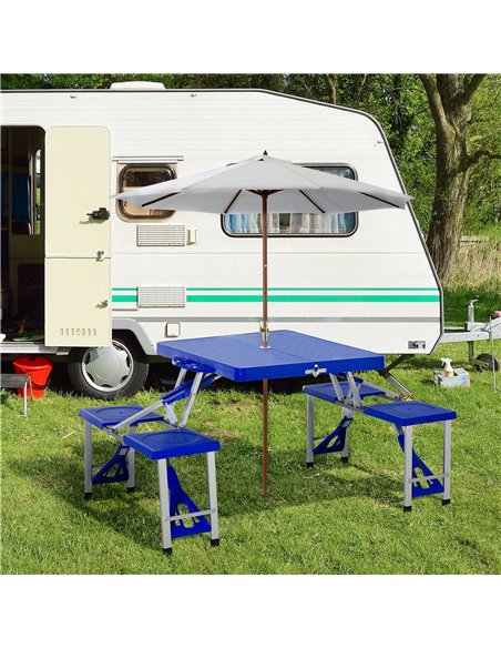 Outsunny Portable Picnic Table W/ Bench Set-Blue 01-0009 - pic 45510 | FastDaddyshop