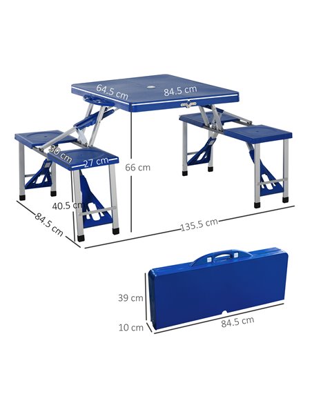 Outsunny Portable Picnic Table W/ Bench Set-Blue 01-0009 - pic 45511 | FastDaddyshop
