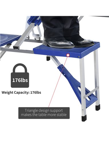 Outsunny Portable Picnic Table W/ Bench Set-Blue 01-0009