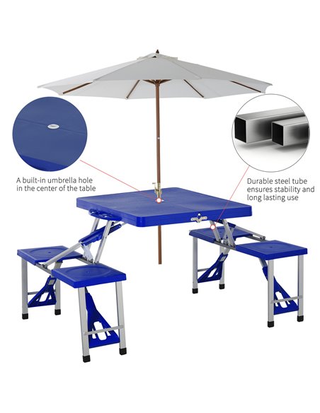 Outsunny Portable Picnic Table W/ Bench Set-Blue 01-0009 - pic 45515 | FastDaddyshop