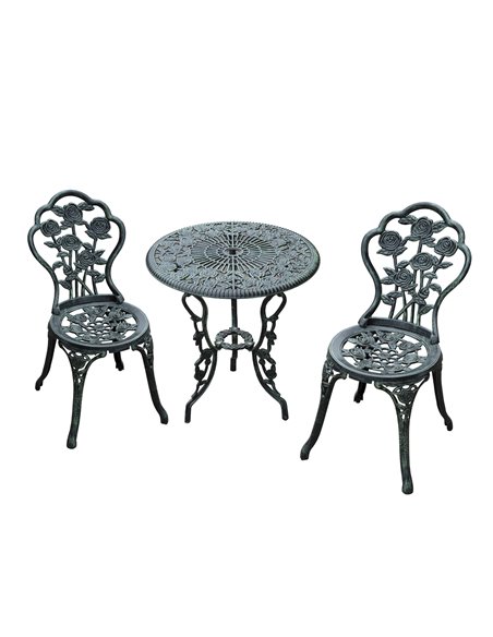 Outsunny 3-Piece Cast Aluminium Outdoor Patio Garden Bistro Set, Green 01-0795 - pic 45518 | FastDaddyshop
