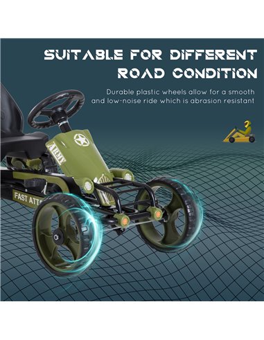 HOMCOM Kids Children Pedal Go Kart Ride On Racer Braking System Adjsuatble Seat Green
