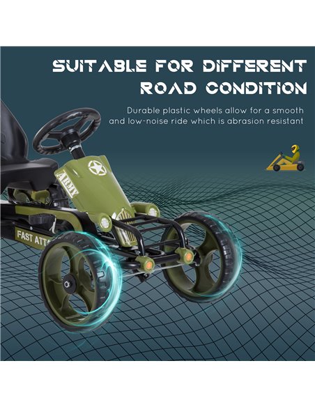 HOMCOM Kids Children Pedal Go Kart Ride On Racer Braking System Adjsuatble Seat Green - pic 4552 | FastDaddyshop