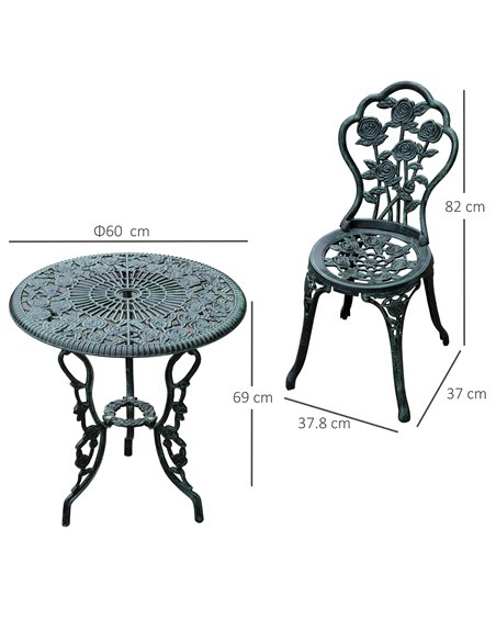 Outsunny 3-Piece Cast Aluminium Outdoor Patio Garden Bistro Set, Green 01-0795 - pic 45520 | FastDaddyshop
