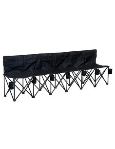 Outsunny 6 Seater Outdoor Folding Sports Bench, with Carry Bag, Black 84B-066BK