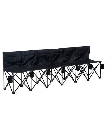 Outsunny 6 Seater Outdoor Folding Sports Bench, with Carry Bag, Black 84B-066BK - pic 45527 | FastDaddyshop