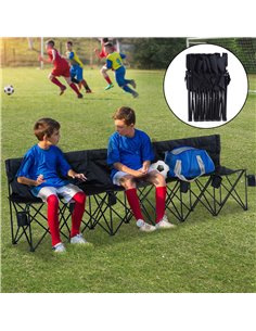 Outsunny 6 Seater Outdoor Folding Sports Bench, with Carry Bag, Black 84B-066BK 2