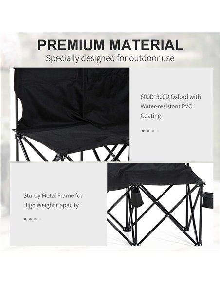 Outsunny 6 Seater Folding Sports Bench Outdoor Picnic Camping Portable Spectator Chair Steel Frame w/Cup Holder & Carry Bag - Bl - pic 45533 | FastDaddyshop