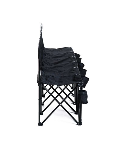 Outsunny 6 Seater Folding Sports Bench Outdoor Picnic Camping Portable Spectator Chair Steel Frame w/Cup Holder & Carry Bag - Bl