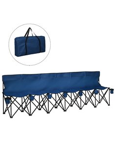 Outsunny 6 Seater Outdoor Folding Sports Bench with Carry Bag, Blue 84B-066BU
