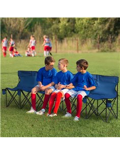 Outsunny 6 Seater Outdoor Folding Sports Bench with Carry Bag, Blue 84B-066BU 2