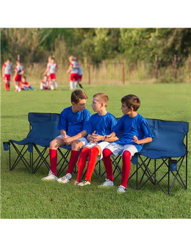 Outsunny 6 Seater Outdoor Folding Sports Bench with Carry Bag, Blue 84B-066BU