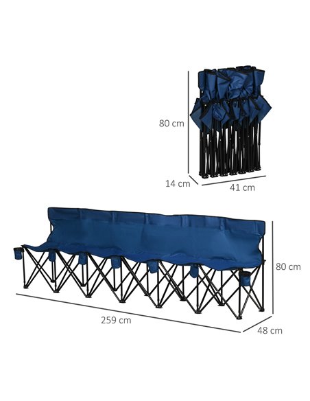 Outsunny 6 Seater Outdoor Folding Sports Bench with Carry Bag, Blue 84B-066BU - pic 45538 | FastDaddyshop