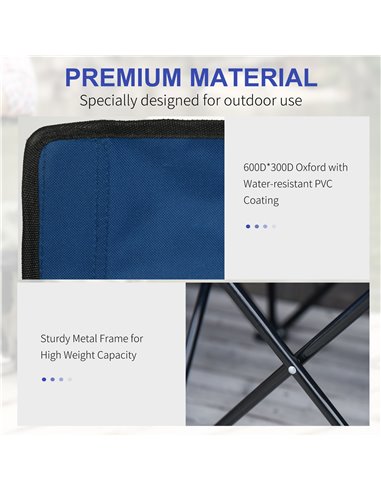 Outsunny 6 Seater Folding Sports Bench Outdoor Picnic Camping Portable Spectator Chair Steel Frame w/ Cup Holder & Carry Bag - B
