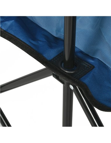Outsunny 6 Seater Folding Sports Bench Outdoor Picnic Camping Portable Spectator Chair Steel Frame w/ Cup Holder & Carry Bag - B
