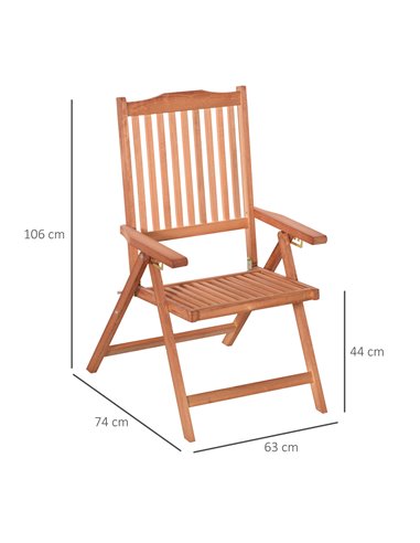 Outsunny Outdoor Garden Folding Dining Chair, Acacia Wood 84B-312