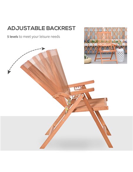 Outsunny Outdoor Garden Folding Dining Chair Patio Armchair Acacia Wood 5-Position Adjustable Recliner Reclining Seat 84B-312 - pic 45549 | FastDaddyshop