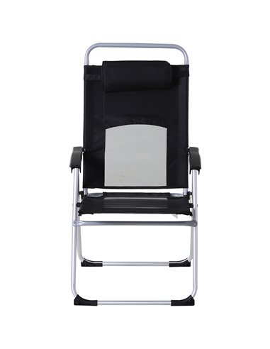 Outsunny Outdoor Garden Folding Chair Patio Armchair 3-Position Adjustable Recliner Reclining Seat with Pillow - Black 84B-399BK