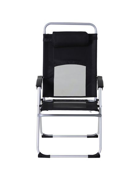 Outsunny Outdoor Garden Folding Chair Patio Armchair 3-Position Adjustable Recliner Reclining Seat with Pillow - Black 84B-399BK - pic 45561 | FastDaddyshop