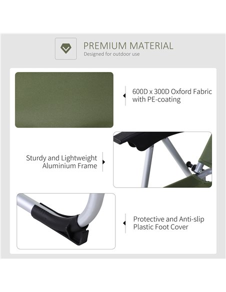 Outsunny Outdoor Garden Folding Chair Patio Armchair 3-Position Adjustable Recliner Reclining Seat with Pillow - Green 84B-399GN - pic 45567 | FastDaddyshop