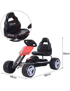 HOMCOM Kids Pedal Go Kart Ride-on, 80Lx49Wx50Hcm-Red/Black 2