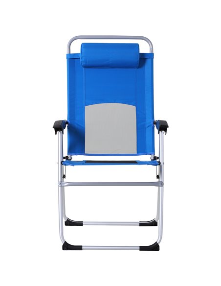 Outsunny Outdoor Garden Folding Chair Patio Armchair 3-Position Adjustable Recliner Reclining Seat with Pillow - Blue 84B-399BU - pic 45579 | FastDaddyshop