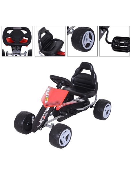 HOMCOM Kids Pedal Go Kart Ride-on, 80Lx49Wx50Hcm-Red/Black - pic 4558 | FastDaddyshop