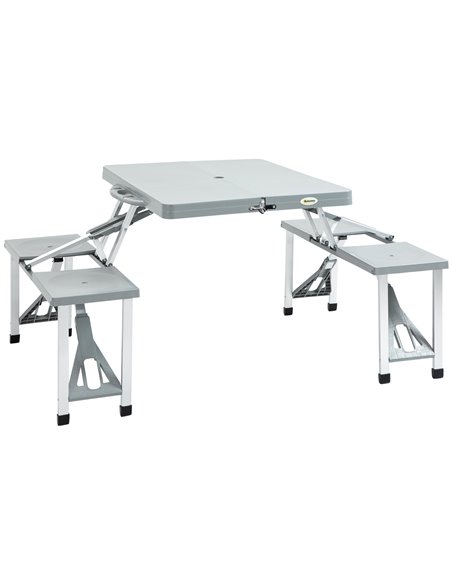 Outsunny Portable Foldable Camping Picnic Table with Seats Chairs, Grey 84B-363 - pic 45581 | FastDaddyshop