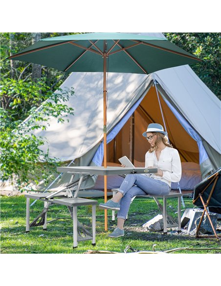 Outsunny Portable Foldable Camping Picnic Table with Seats Chairs, Grey 84B-363 - pic 45582 | FastDaddyshop