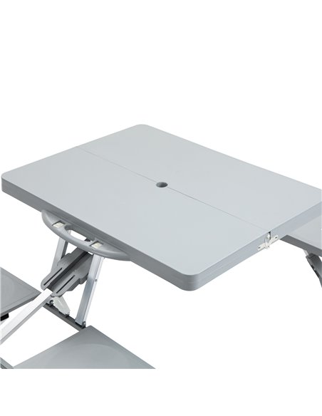 Outsunny Portable Foldable Camping Picnic Table with Seats Chairs and Umbrella Hole, 4-Kids Fold Up Travel Picnic Table, Grey 84 - pic 45589 | FastDaddyshop