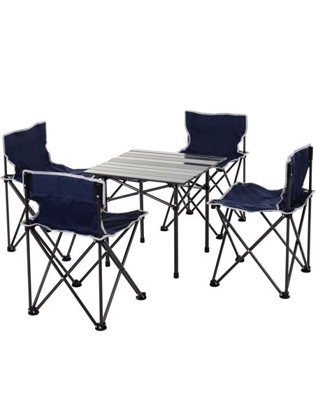 Outsunny 5 Piece Camping Table & Chairs Set with Carrying Bag, Blue A20-117 - pic 45590 | FastDaddyshop