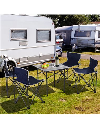 Outsunny 5 Piece Camping Table & Chairs Set with Carrying Bag, Blue A20-117