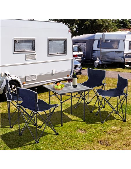 Outsunny 5 Piece Camping Table & Chairs Set with Carrying Bag, Blue A20-117 - pic 45591 | FastDaddyshop